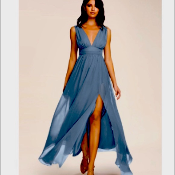 Azazie Dresses & Skirts - Azazie Dancing Queen Stormy Blue Maxi Dress NWT